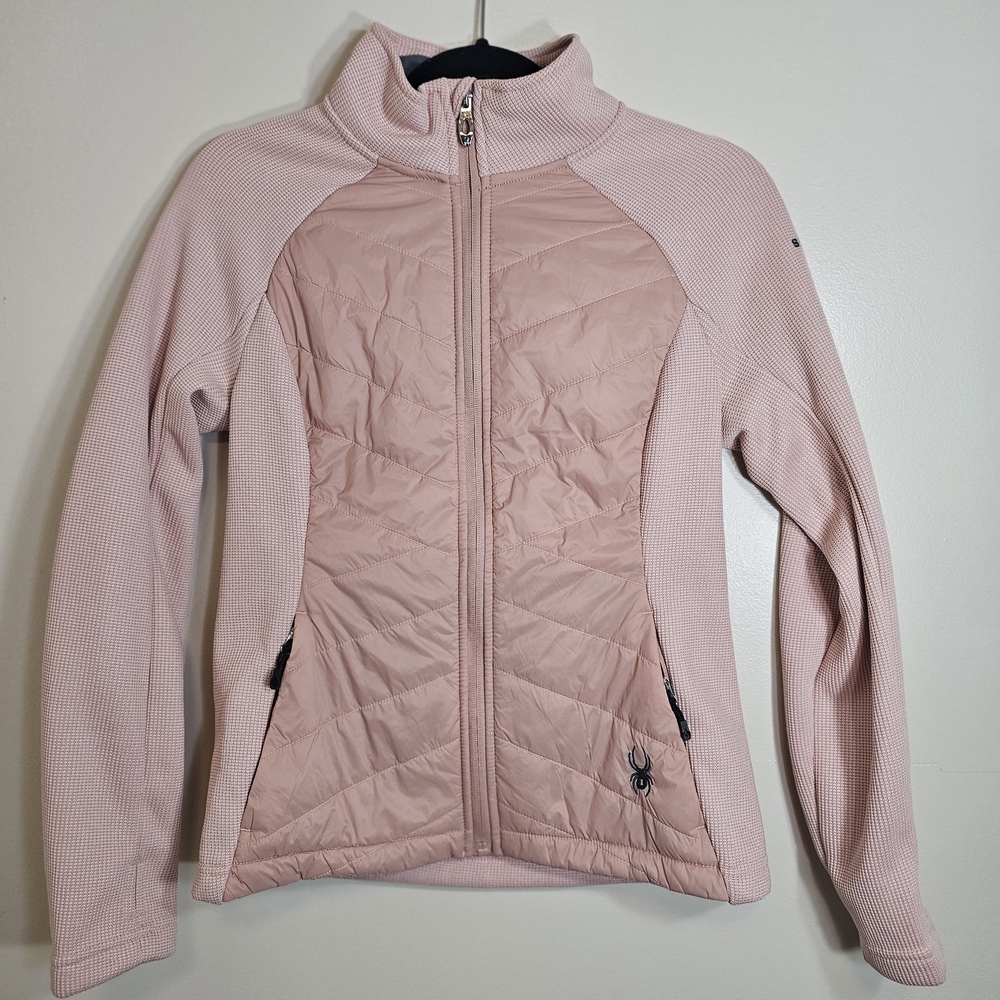 Spyder Pink Quilted Fleece Zip Jacket Women’s S Winter Cozy Ski Streetwear - Picture 2 of 12